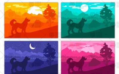 Camping en forêt avec le meilleur ami - Image vectorielle