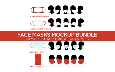 Face Masks &amp;amp; Neck Gaiter Bundle - Produktmodell für Vektorvorlagen