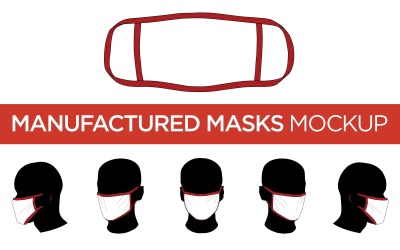 Máscara fabricada - maqueta de producto de plantilla vectorial