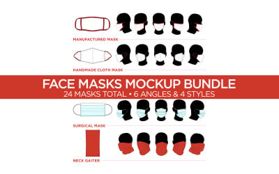 Masques faciaux et cache-cou - Maquette de produit de modèle vectoriel