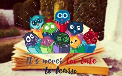 Vive y aprende con los búhos - Imagen vectorial