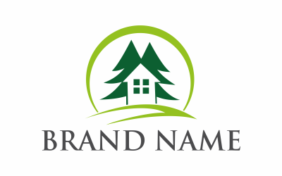 Plantilla de logotipo de pino de casa