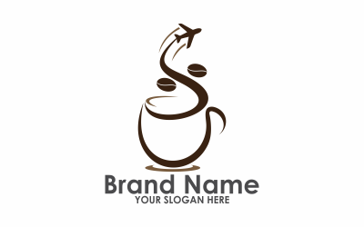 Kahve Uçağı Logo Şablonu