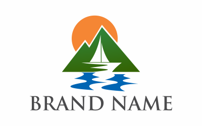 Modèle de logo de montagne de lac
