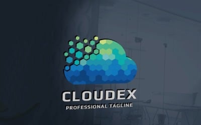 Pixel Cloud Technology Logo Template