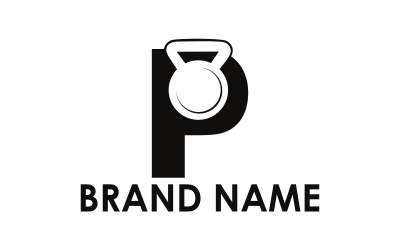 字母P杠铃徽标模板
