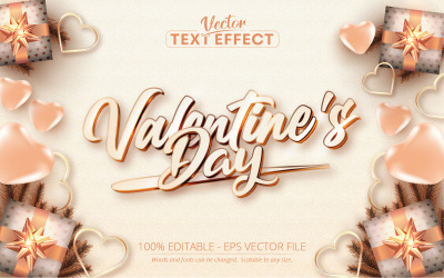 Alla hjärtans dag Rose Gold Text Effect - Vector Image
