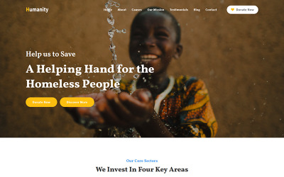Emberiség - jótékonysági és nonprofit alapítvány céloldalsablonja