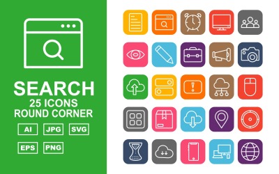 25高级搜索引擎优化（SEO）圆角包Iconset