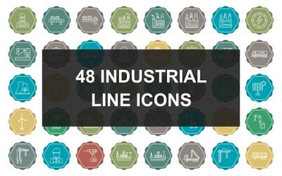 48 工业流程线多色背景图标集