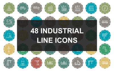 48 Industrial Process Line Flerfärgad bakgrund Ikonuppsättning