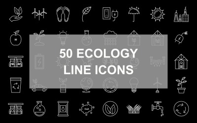 50 Ecology Line Inverted Ikonuppsättning