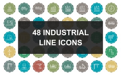 48 Ipari folyamatvonal többszínű háttér ikonkészlet