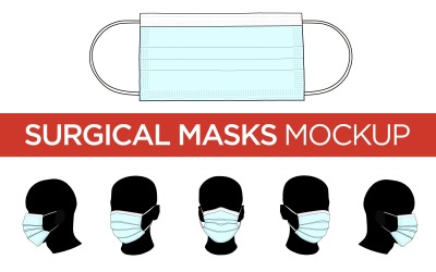 Masque chirurgical - maquette de produit de modèle vectoriel