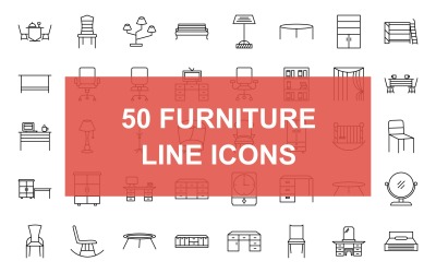 50 meubellijn zwarte Iconset