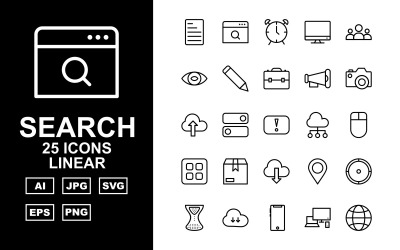 25 Premium Search Engine Optimization (SEO) Linear Pack Iconset