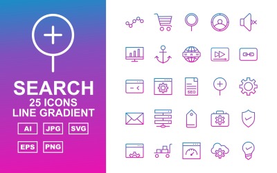 25 Premium sökmotoroptimering (SEO) Line Gradient Iconset