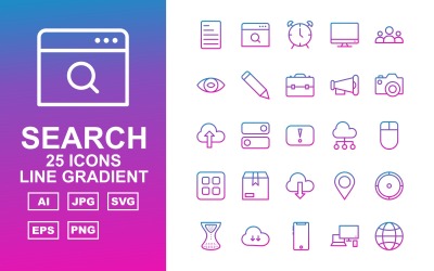 25 Premium sökmotoroptimering (SEO) Line Gradient Iconset