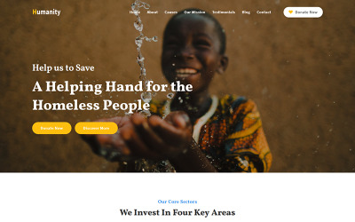 Responsive Humanity - Charity & Nonprofit Foundation Landing Page Template Açılış Sayfası #161032