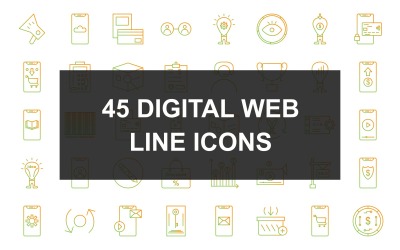 45数字Web线渐变Iconset