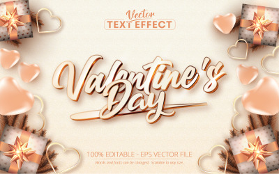 Valentine&amp;#39;s Day Rose Gold Text Effect - Vector Image
