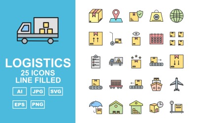 25 Premium Logistics Line Filled Iconset