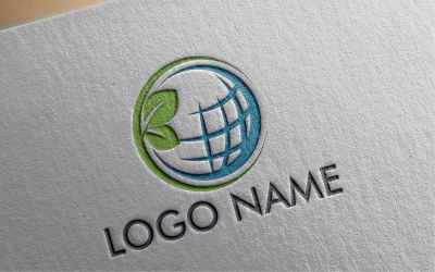 Gröna världen platt logotyp mall