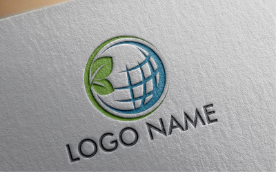 Modello di logo piatto Green World