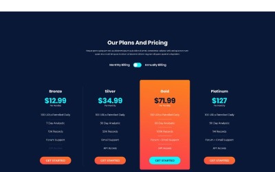 PT 22 Pläne und Preise UI-Elemente
