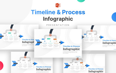 Folyamat üzleti ikonokkal és ütemtervekkel Infographic bemutató PowerPoint sablon