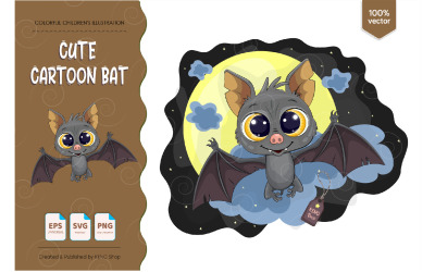 Morcego bonito dos desenhos animados - imagem vetorial