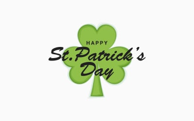 Patrick Day Clover sobre fondo blanco. - Plantilla de identidad corporativa