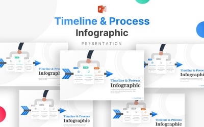 Plantilla de PowerPoint - presentación de infografía de proceso con iconos de negocios y líneas de tiempo