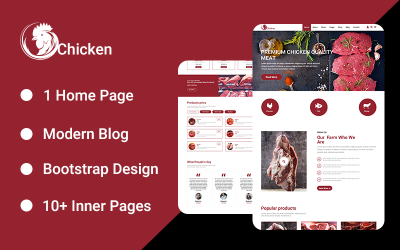 "Chicken Landing Page PSD Template" - PSD шаблон №162178
