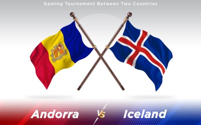 Andorra kontra flaggor för Island två länder - Illustration