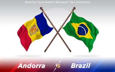 Andorra versus Brazil Two Countries Flags - Illustration