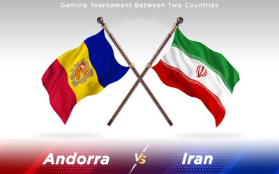 Andorra versus Iran Two Countries Flags - Illustration