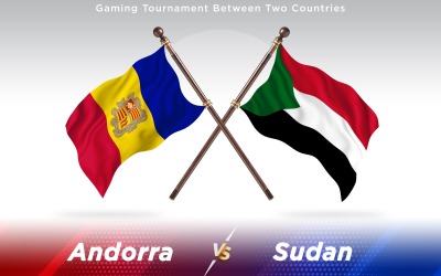 Andorra kontra Sudan två länder flaggor - Illustration