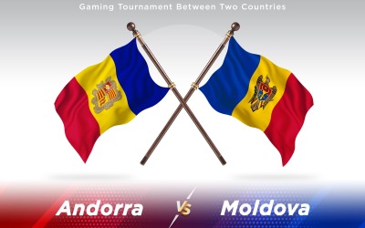 Andorra versus Moldova Two Countries Flags - Illustration