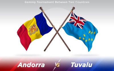 Andorra versus Tuvalu Two Countries Flags - Illustration