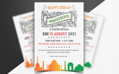 Deco - Indiase onafhankelijkheidsdag flyer - huisstijl sjabloon