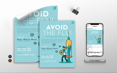 Flu Vaccine - Flyer, Poster & Instagram GR - Corporate Identity Template
