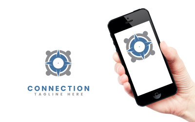 Connection People and Compass Minimalist Corporate Logo Template