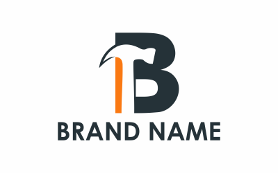 Modèle de logo lettre B marteau