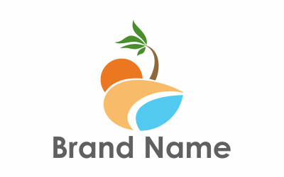 Modèle plat de logo de plage