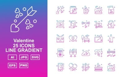 25 Premium Valentine Line Gradient Icon Set