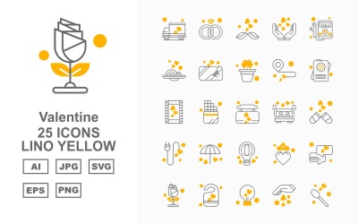 25 Premium Valentine Lino Sarı Simge Seti