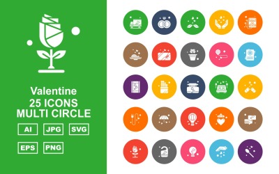25 Premium Valentine Multi Circle Icon Set