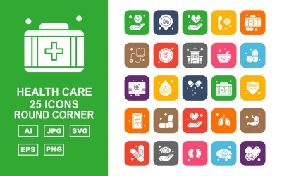 25高级医疗保健圆角图标集