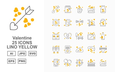 25 Premium Valentine Lino Sarı Simge Seti